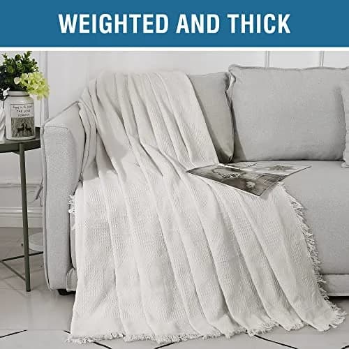 H.VERSAILTEX Cotton Sofa Cover Medium 180cm x 231cm (71" x 91") | Thick Woven Jacquard with Tassels thumbnail 5