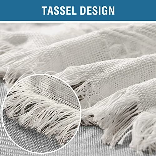 H.VERSAILTEX Cotton Sofa Cover Medium 180cm x 231cm (71" x 91") | Thick Woven Jacquard with Tassels thumbnail 6