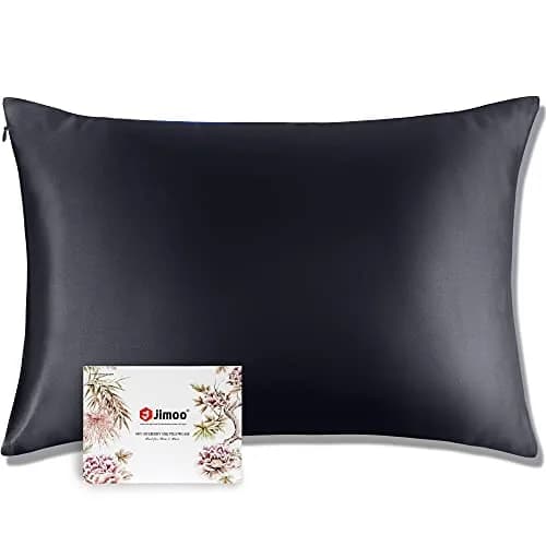 J JIMOO 100% Mulberry Silk Pillowcase for Hair and Skin | Breathable 19 Momme King Size 20"×36" Dark Grey thumbnail 1