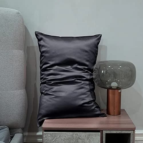 J JIMOO 100% Mulberry Silk Pillowcase for Hair and Skin | Breathable 19 Momme King Size 20"×36" Dark Grey thumbnail 5