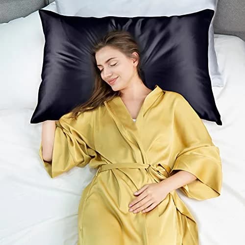 J JIMOO 100% Mulberry Silk Pillowcase for Hair and Skin | Breathable 19 Momme King Size 20"×36" Dark Grey thumbnail 6