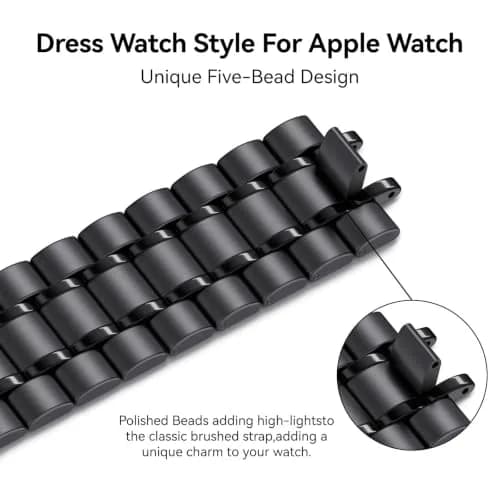 Bestig Stainless Steel Metal Band Compatible with Apple Watch Series 1-11, Ultra 3/2/1, SE 3/2/1 (42/44/45/46/49mm) | Adjustable Link Bracelet thumbnail 2