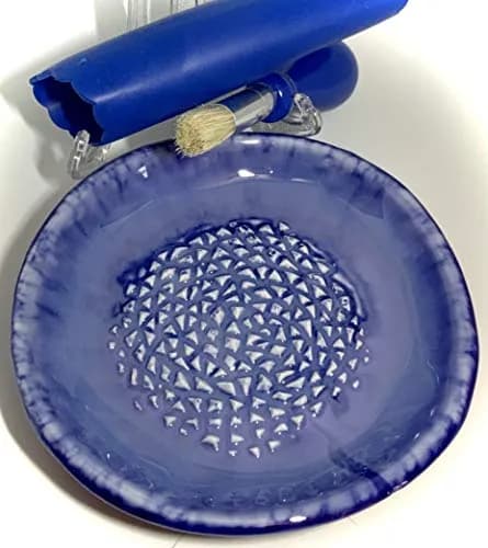 BonCera Ceramic Garlic Grater Plate 4-Piece Set - Blue Ocean Glazed | Versatile Kitchen Tool for Garlic, Ginger & Fruits thumbnail 6