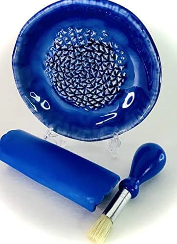 BonCera Ceramic Garlic Grater Plate 4-Piece Set - Blue Ocean Glazed | Versatile Kitchen Tool for Garlic, Ginger & Fruits thumbnail 4