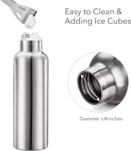 Gteller Double Walled Stainless Steel Vacuum Insulated Sports Water Bottle with Portable Stainless Lid, Wide Mouth (Blue 12oz) thumbnail 2