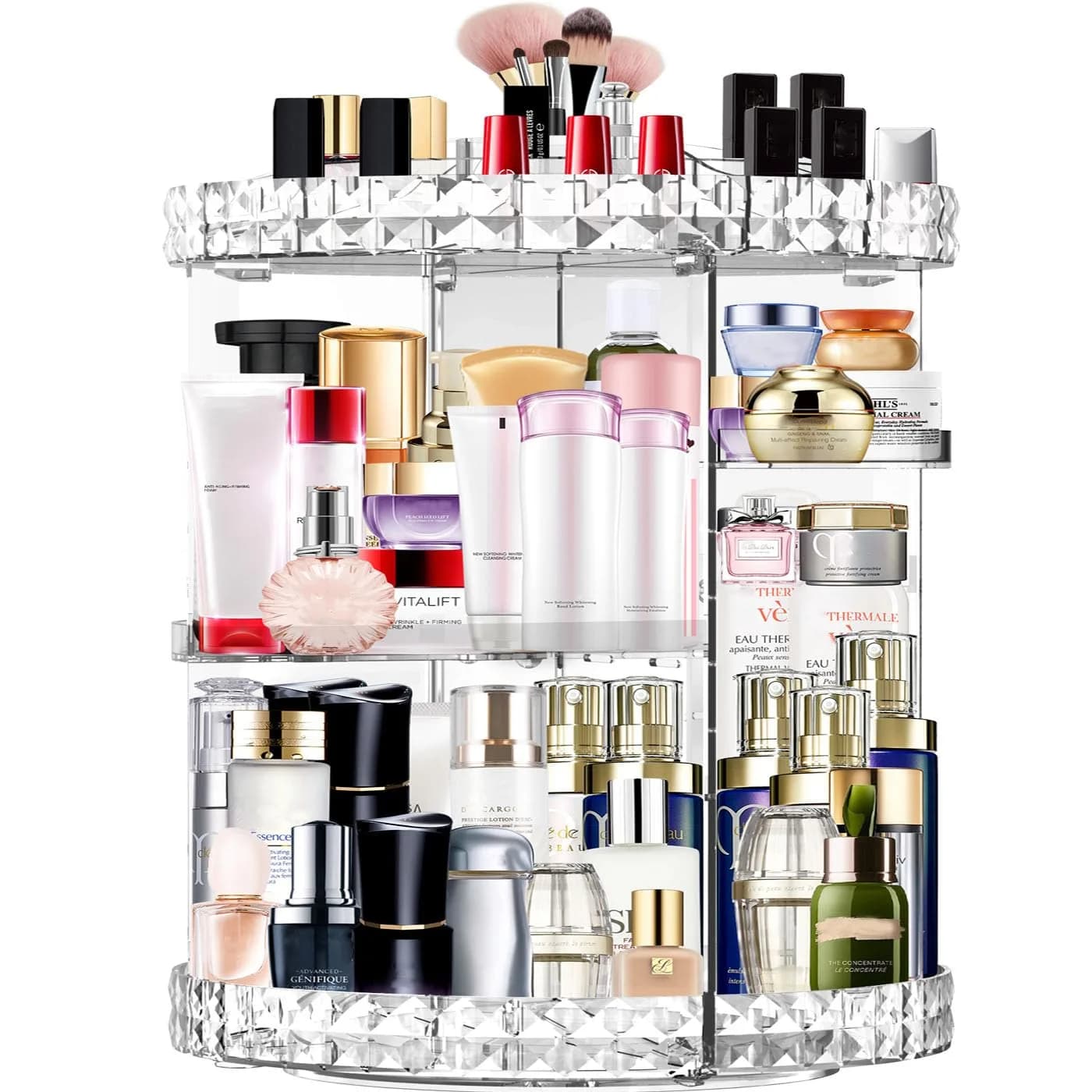 MISERWE 360 Rotating Makeup Organizer 4L (141 fl oz) Clear | Adjustable Layers for Cosmetics - main product image