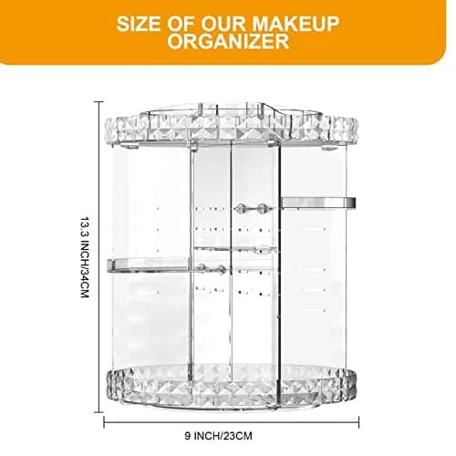 MISERWE 360 Rotating Makeup Organizer 4L (141 fl oz) Clear | Adjustable Layers for Cosmetics thumbnail 2