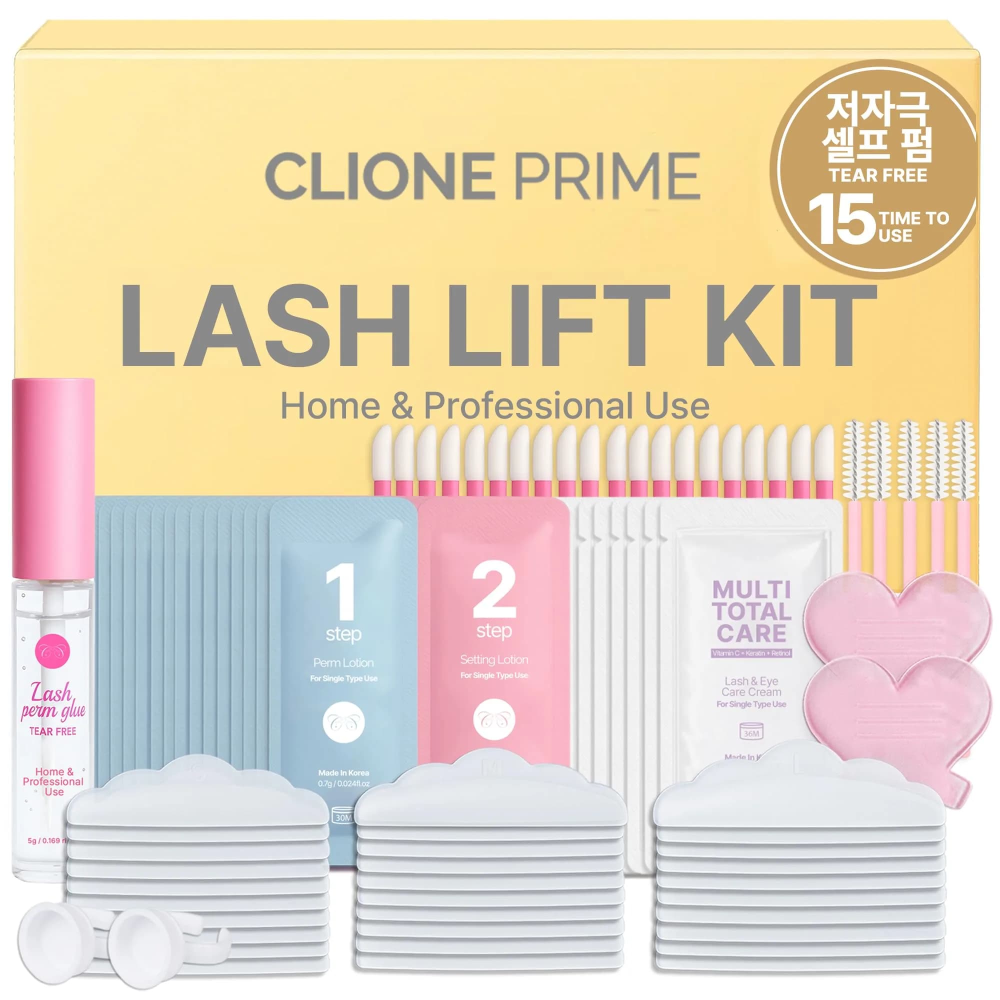 CLIONE PRIME Lash Lift Kit - Korean Cosmetic Product for Eyebrow Lamination & Eyelash Perming | 97 Piece Set - main product image