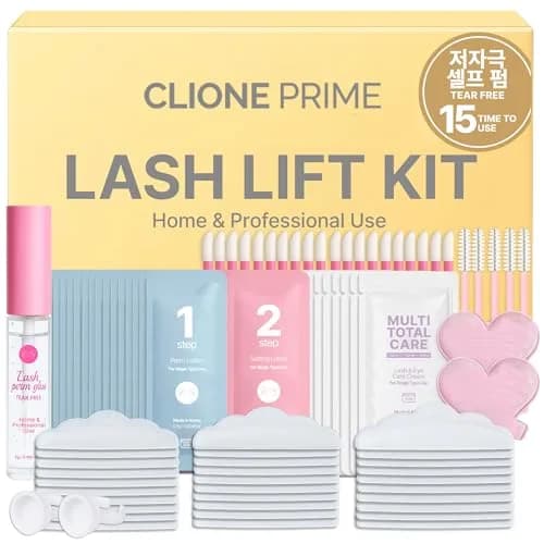 CLIONE PRIME Lash Lift Kit - Korean Cosmetic Product for Eyebrow Lamination & Eyelash Perming | 97 Piece Set — Yellow