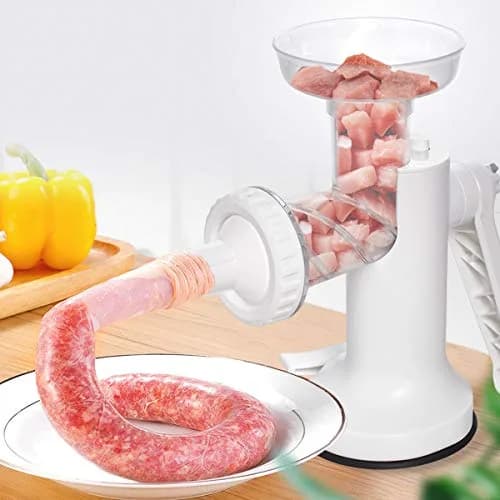 LHS Manual Meat Grinder White with Table Clamp & Sausage Stuffer | Multi-Function Kitchen Tool (3-in-1) thumbnail 6