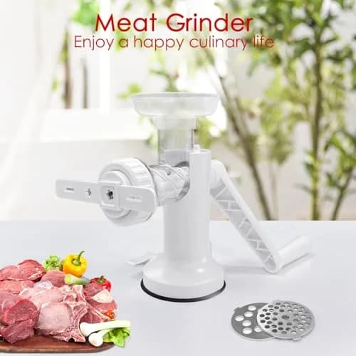 LHS Manual Meat Grinder White with Table Clamp & Sausage Stuffer | Multi-Function Kitchen Tool (3-in-1) thumbnail 7
