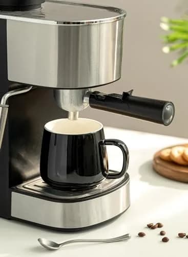 Teocera Black 12 oz Ceramic Coffee Mug Set of 4 with Large Handles | Smooth Porcelain for Hot & Cold Drinks thumbnail 8