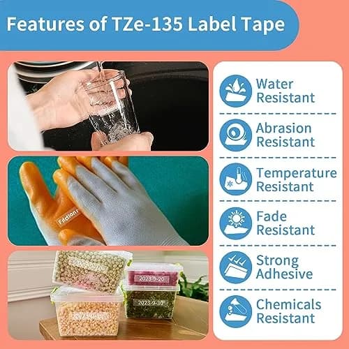 COLORWING TZe-135 White on Clear Label Tape 12mm (0.47 Inch) Laminated 3-Pack | Compatible with Brother P-touch Label Makers thumbnail 5