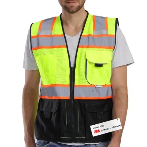 Dib Safety Reflective Safety Vest Made with 3M Tape, Yellow and Black S | ANSI Class 2, Heavy Duty Reflectivity thumbnail 1