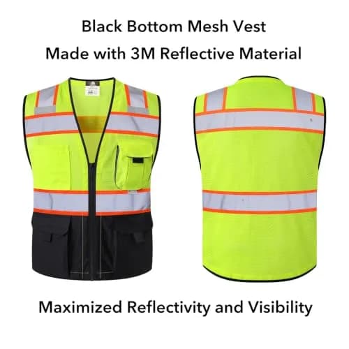 Dib Safety Reflective Safety Vest Made with 3M Tape, Yellow and Black S | ANSI Class 2, Heavy Duty Reflectivity thumbnail 2