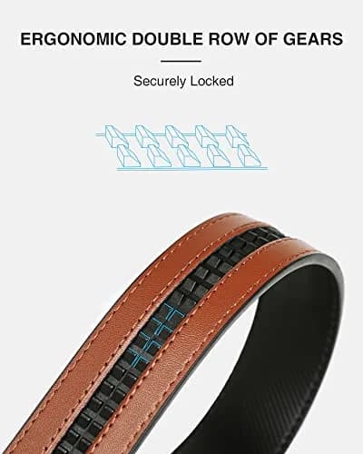 CHAOREN Ratchet Belt Replacement Strap 1 1/4" (32mm) Litchi Black | Genuine Leather, Adjustable Fit thumbnail 5