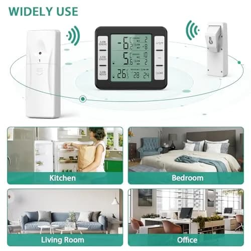 ORIA Wireless Refrigerator Thermometer with 2 Sensors & Alarm, Black | Indoor/Outdoor -40°C to 60°C thumbnail 5