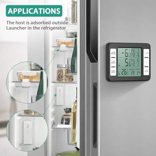 ORIA Wireless Refrigerator Thermometer with 2 Sensors & Alarm, Black | Indoor/Outdoor -40°C to 60°C thumbnail 3