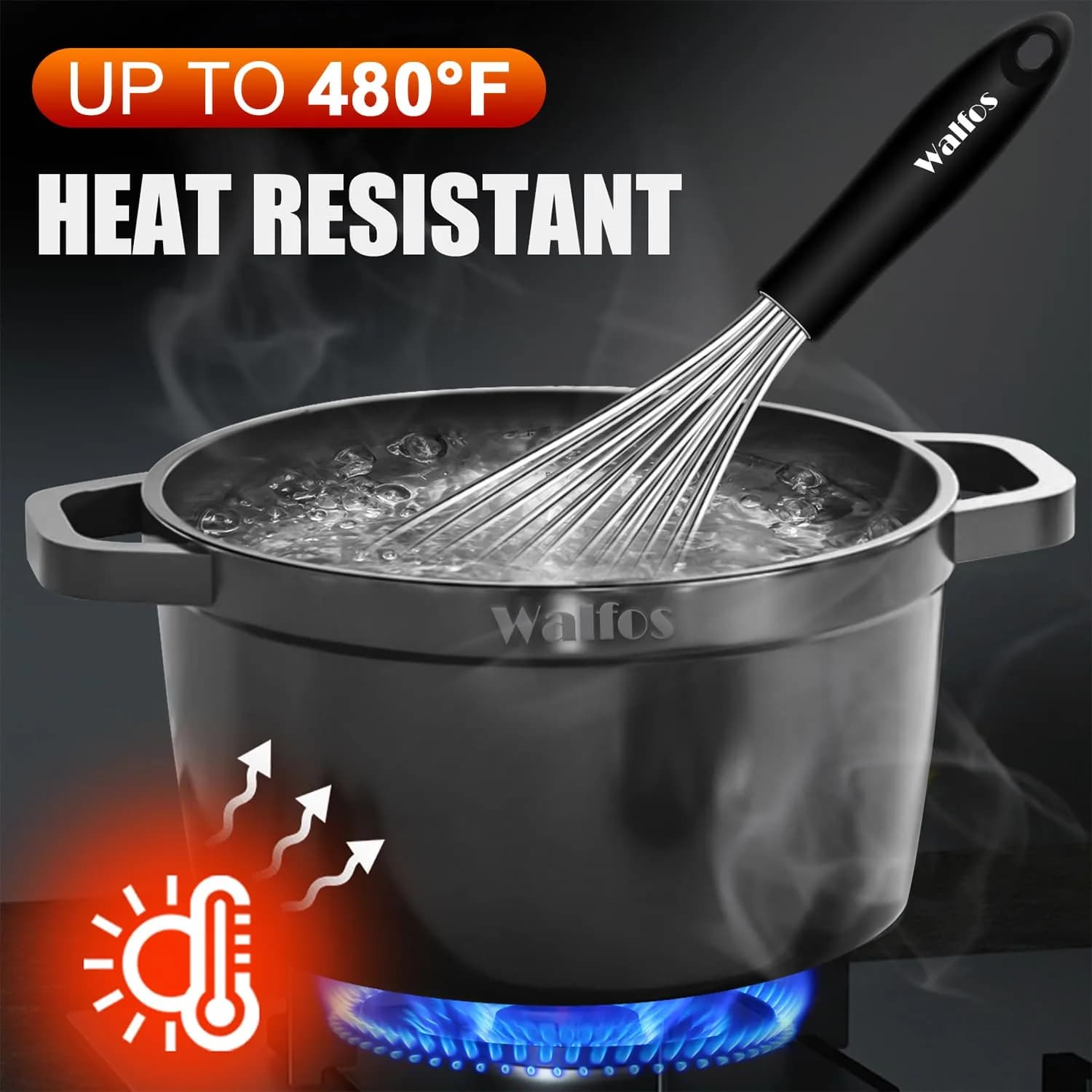 Walfos Stainless Steel Balloon Whisk Set (7"+9"+11") | 3-Piece Heavy Duty Egg Frother for Cooking - view 5
