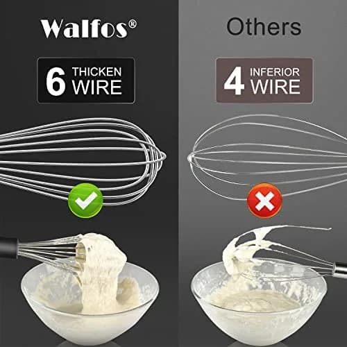 Walfos Stainless Steel Balloon Whisk Set (7"+9"+11") | 3-Piece Heavy Duty Egg Frother for Cooking thumbnail 6