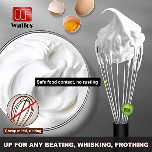 Walfos Stainless Steel Balloon Whisk Set (7"+9"+11") | 3-Piece Heavy Duty Egg Frother for Cooking thumbnail 2