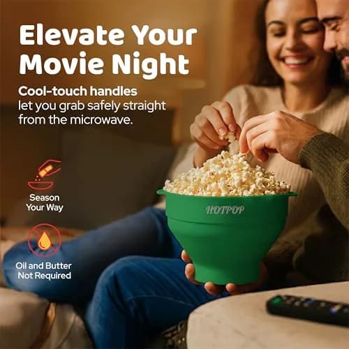 HOTPOP Microwave Popcorn Popper Silicone Bowl 20 Colors | Healthy Snack in Minutes thumbnail 5