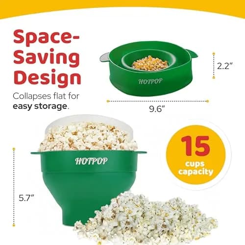 HOTPOP Microwave Popcorn Popper Silicone Bowl 20 Colors | Healthy Snack in Minutes thumbnail 2