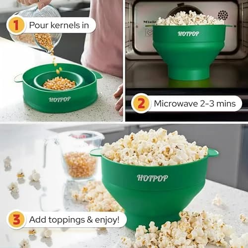 HOTPOP Microwave Popcorn Popper Silicone Bowl 20 Colors | Healthy Snack in Minutes thumbnail 3