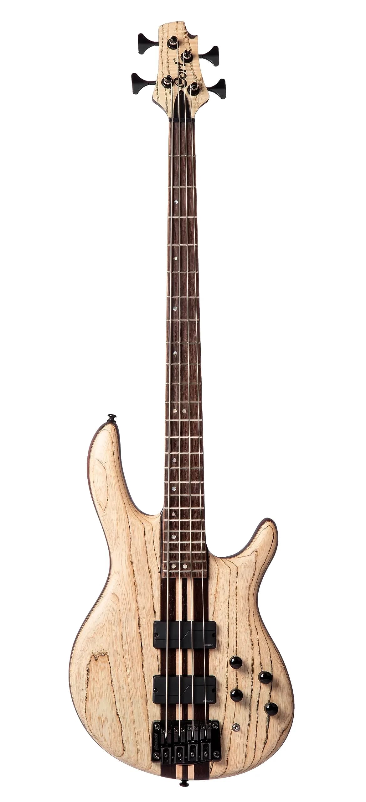 Cort Artisan A4 Ultra Ash Bass Guitar, Etched Natural Black | Modern Ash & Mahogany Bass for Rock & Studio - main product image