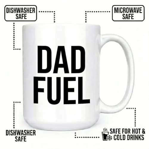 Artisan Owl Dad Fuel Coffee Mug 443ml (15oz) | Funny Ceramic Cup for Father, Husband, Expecting Dad thumbnail 3