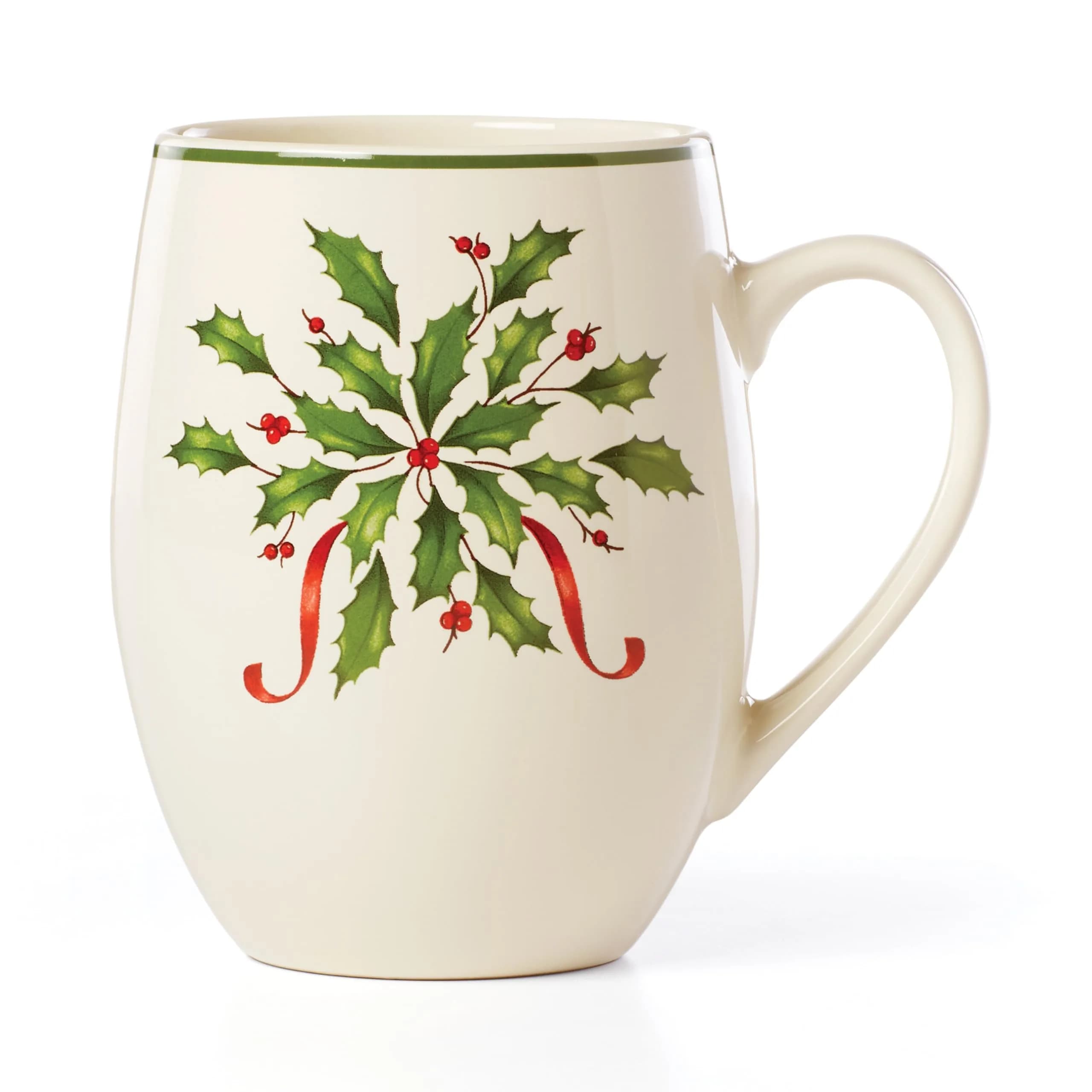 Lenox Holiday Mug 10 Ounces | Porcelain Christmas Drinkware with Gold Trim — Red & Green