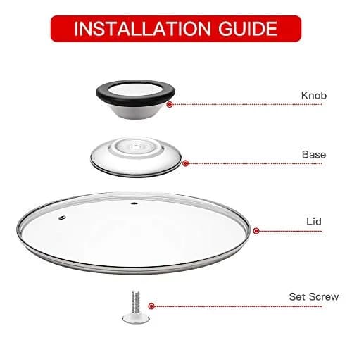 ELKKNOVE Glass Lid for Frying Pan 24cm | Tempered Glass with Silicone Ring & Handle thumbnail 5