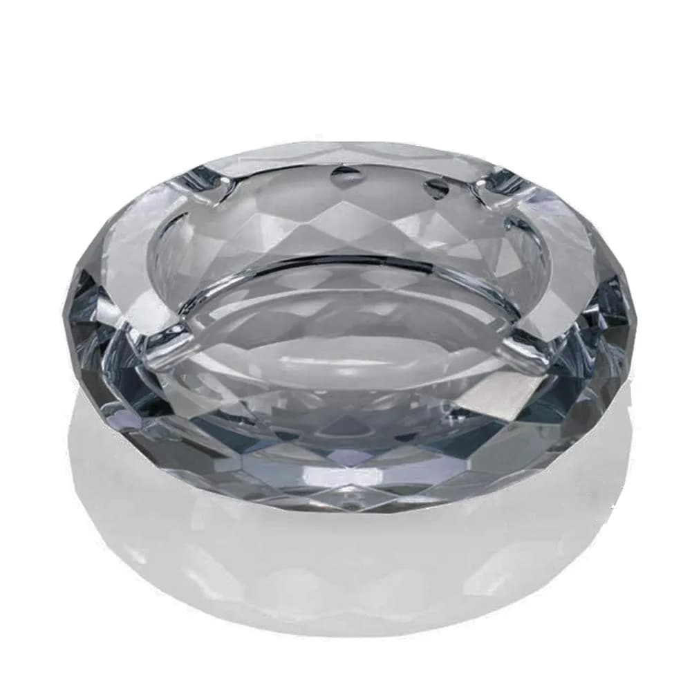 HOSTEESSCHOICE Gold Ashtray | Round Crystal Glass Cigar Holder for Home & Office — Crystal Black