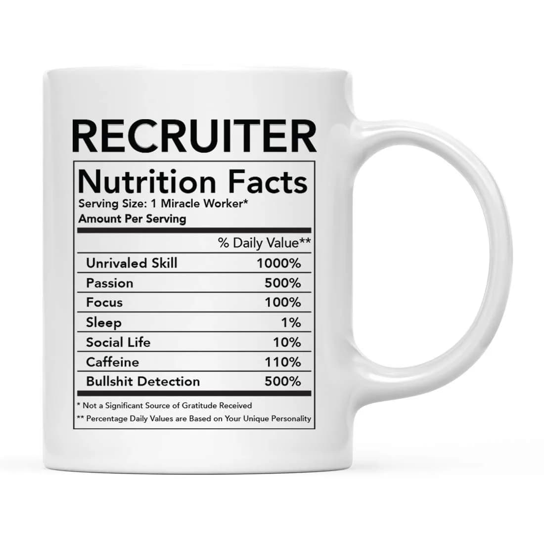 Andaz Press Funny 11oz Ceramic Coffee Mug Thank You Gift for Recruiters | Novelty Gag Birthday Christmas — Recruiter