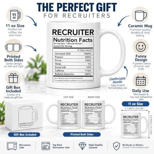 Andaz Press Funny 11oz Ceramic Coffee Mug Thank You Gift for Recruiters | Novelty Gag Birthday Christmas thumbnail 3