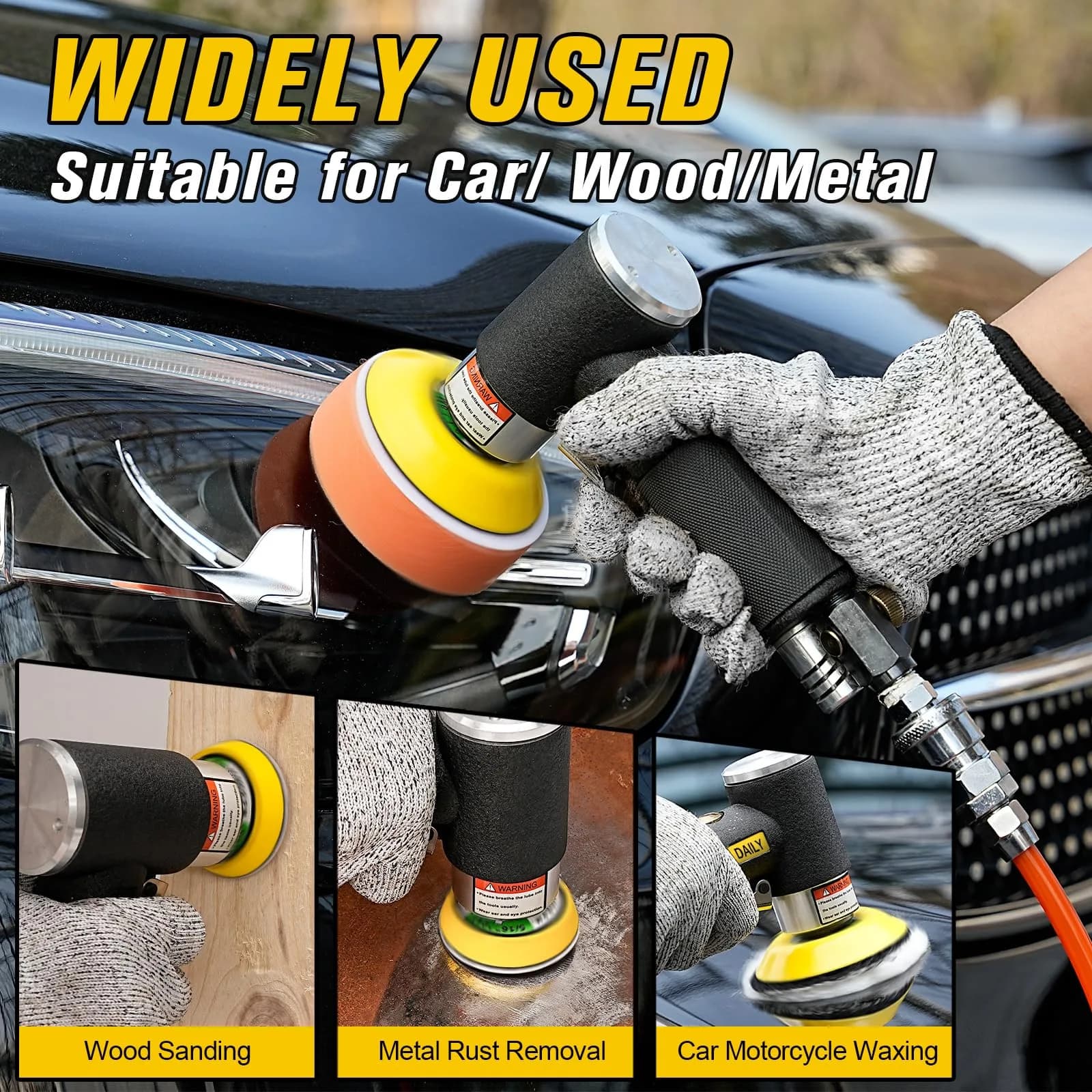 SI FANG 1'' 2'' 3'' Mini Random Orbital Air Sander Kit | 748g (1.65 lb) Pneumatic DA Polisher - view 6