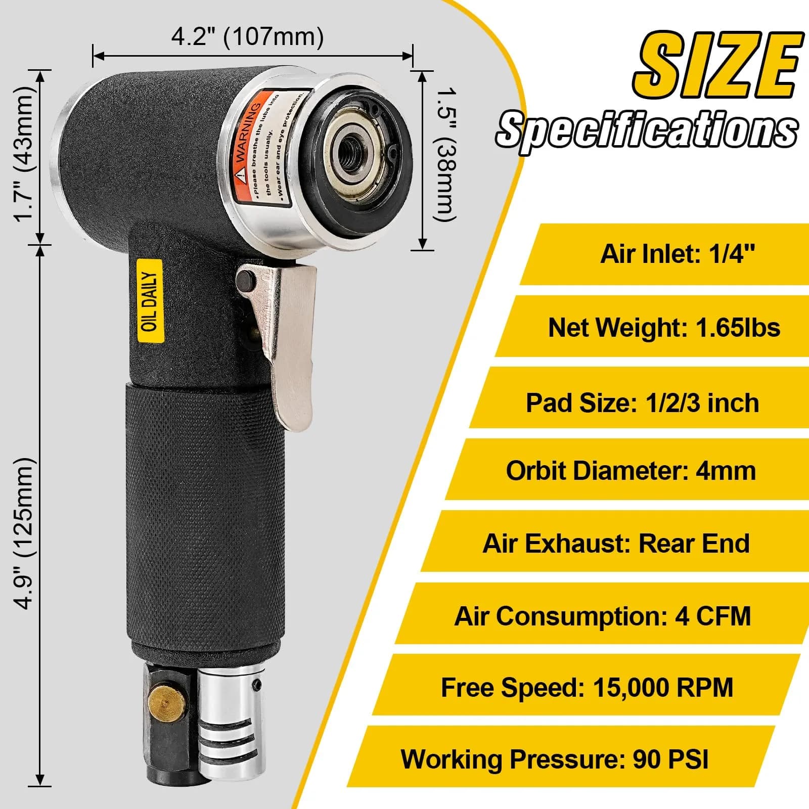 SI FANG 1'' 2'' 3'' Mini Random Orbital Air Sander Kit | 748g (1.65 lb) Pneumatic DA Polisher - view 7