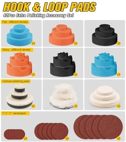 SI FANG 1'' 2'' 3'' Mini Random Orbital Air Sander Kit | 748g (1.65 lb) Pneumatic DA Polisher thumbnail 3