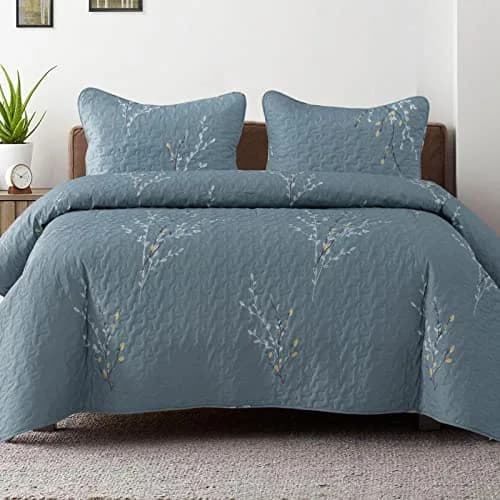 Exclusivo Mezcla Reversible Boho Quilts Queen Size Blue | All-Season Floral Microfiber Bedding thumbnail 1