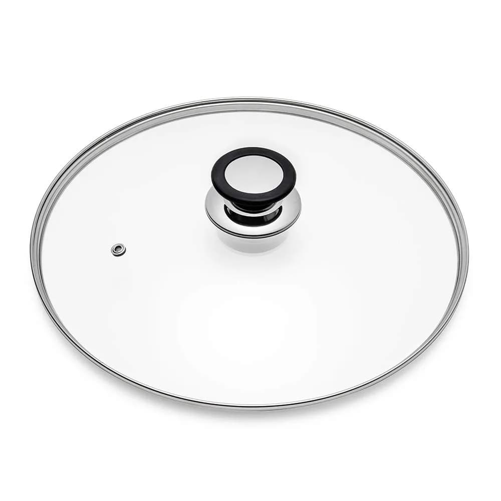 ELKKNOVE Glass Lid for Frying Pan, 26cm | Tempered Vented Clear Cover with Silicone Ring — 10.5 inch