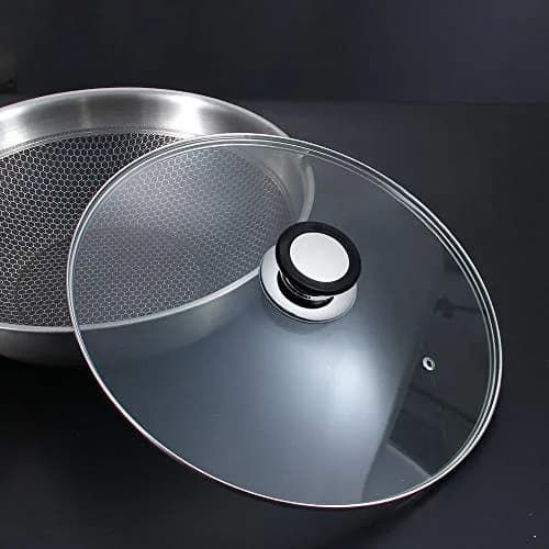ELKKNOVE Glass Lid for Frying Pan, 26cm | Tempered Vented Clear Cover with Silicone Ring thumbnail 6