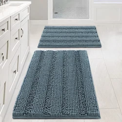 H.VERSAILTEX Thick Chenille Bathroom Rug Mat Set 2 Piece | Ultra Soft & Absorbent, Non Slip, Machine Washable, 20"x32" + 17"x24" thumbnail 1