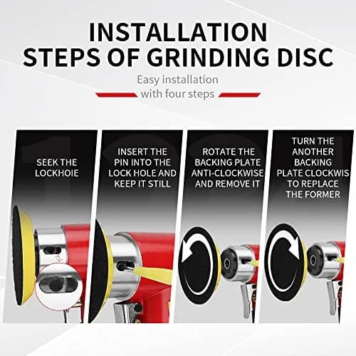 SI FANG Mini Air Sander Kit 125 mm (5 inch) | Pneumatic Random Orbital DA Sander with 48-Piece Pad & Disc Set thumbnail 9