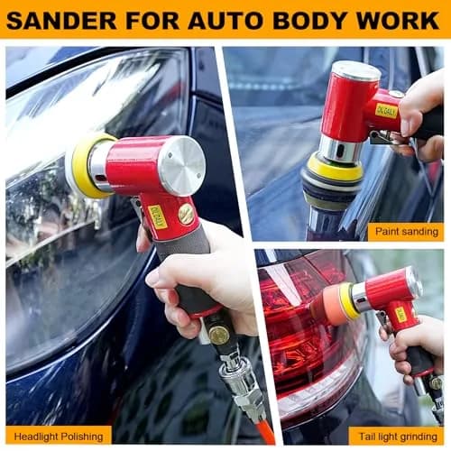 SI FANG Mini Air Sander Kit 125 mm (5 inch) | Pneumatic Random Orbital DA Sander with 48-Piece Pad & Disc Set thumbnail 2