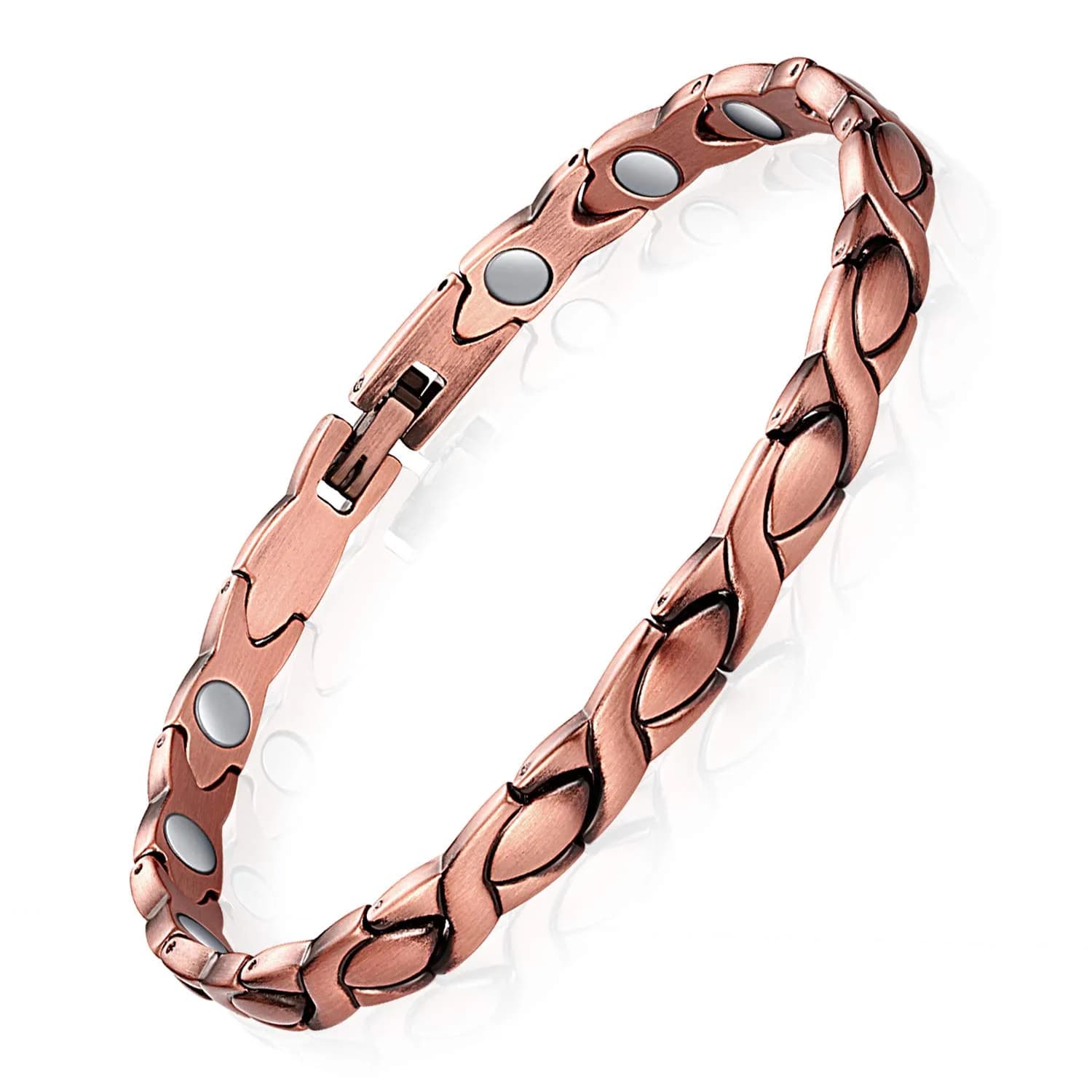 Feraco Pure Copper Magnetic Anklet for Women, 25cm (9.84 inch) | Hypoallergenic Fishtail Design — Elegant X Shape
