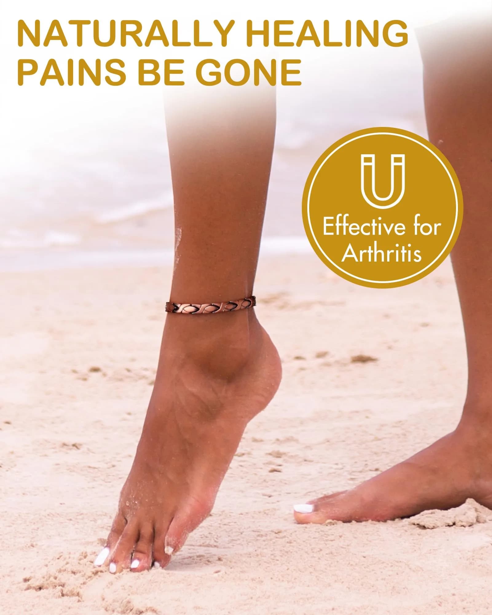 Feraco 99.99% Pure Copper Magnetic Anklets for Women X Shape 25cm (9.84 inch) | Hypoallergenic & Lead-Free - view 6