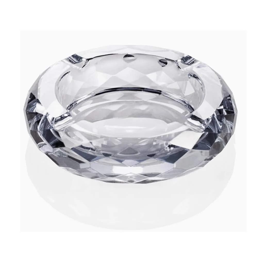 HOSTEESSCHOICE Crystal Glass Ashtray | Round Crystal Clear Cigar Holder for Home & Office