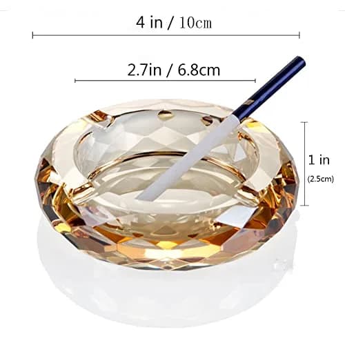 HOSTEESSCHOICE Crystal Glass Ashtray | Round Crystal Clear Cigar Holder for Home & Office thumbnail 4