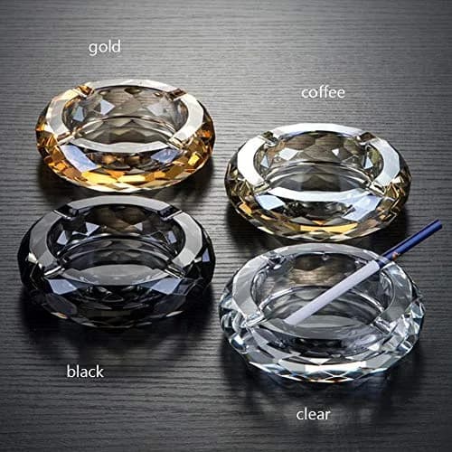 HOSTEESSCHOICE Crystal Glass Ashtray | Round Crystal Clear Cigar Holder for Home & Office thumbnail 2