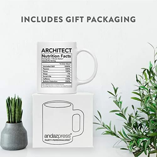 Andaz Press Funny 11oz Ceramic Coffee Mug for Architects | Humorous Nutritional Facts Design thumbnail 4